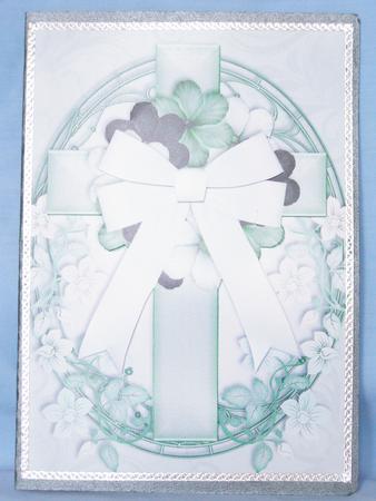 Oval Cross in Forest Green Decoupage by Susan Smith