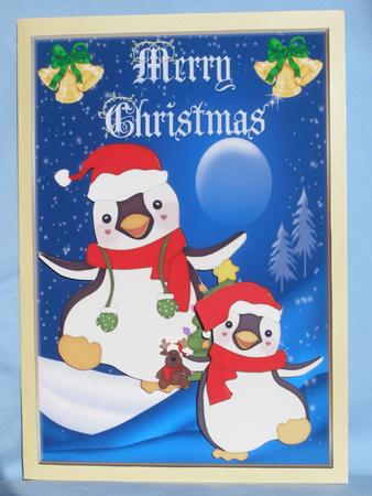 Christmas Penguins Having Fun Decoupage Topper by Susan Smith