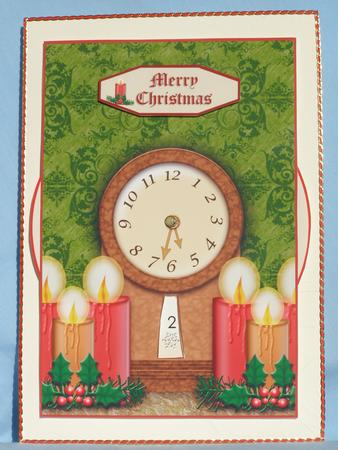 Christmas Mantle with Clock & Candles Advent Wheel Card by Susan Smith