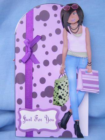 Shopping Mad Girl Shaped Card by Susan Smith