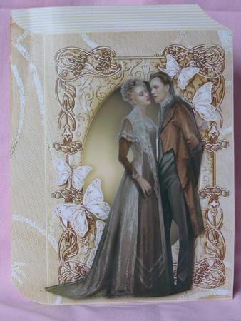 Red Roses with Vintage Couple Folded Book by Susan Smith