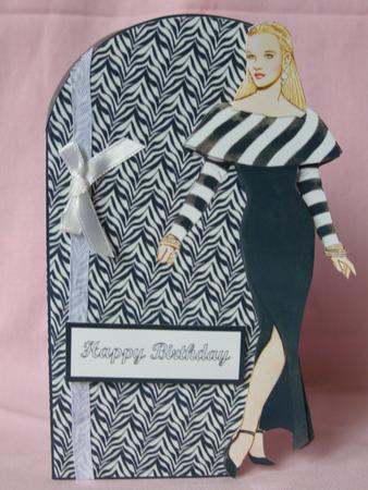 Black N White Lady Shaped Card by Susan Smith