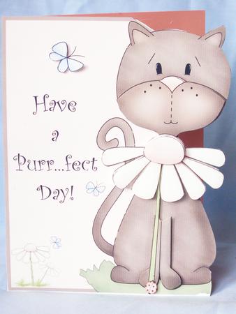 Purr-fect Day Cat Over the Edge Card Front by Susan Smith