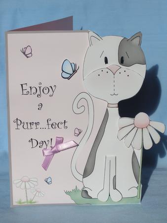 Purr - fect Day Over the Edge Card Front by Susan Smith