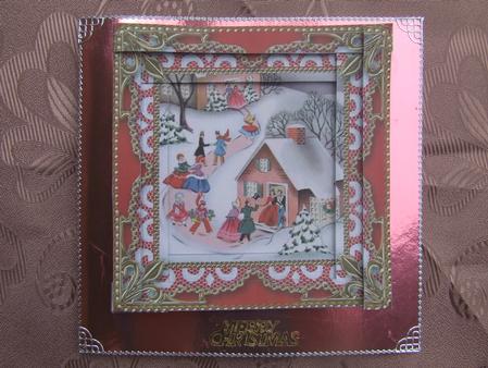 Christmas Party House Spiral Edge Stacker Card Front by Susan Smith