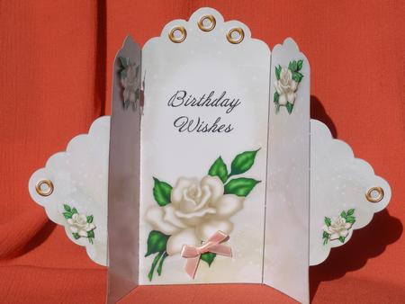 Cream Rose - Birthday Wishes - Scallop Top Tri Fold Card by Susan Smith
