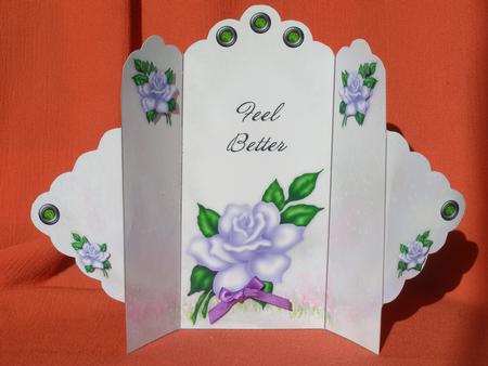 Lavender Rose - Feel Better - Scallop Top Tri Fold Card by Susan Smith
