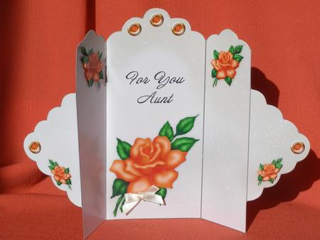 Orange Rose - for You Aunt - Scallop Top Tri Fold Card by Susan Smith