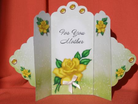 Yellow Rose - for You Mother - Scallop Top Tri Fold Card by Susan Smith