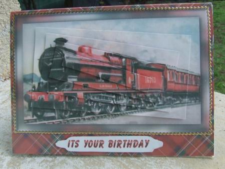 Vintage Steam Train Spiral Pyramid Card Front by Susan Smith