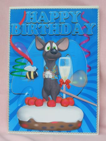40th Birthday Card with Mouse and Cake by Susan Smith