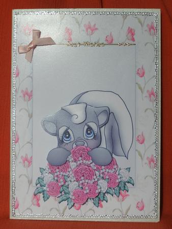 Cute Skunk with Pretty Pink Flowers by Susan Smith