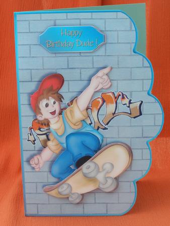 Skateboard Dude Scallope Curve Card by Susan Smith