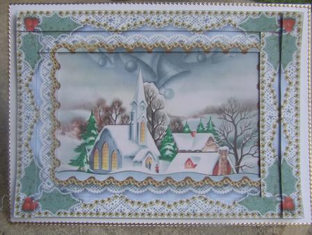 Christmas Church 1 Spiral Edge Stacker 7x5in Card Front by Susan Smith