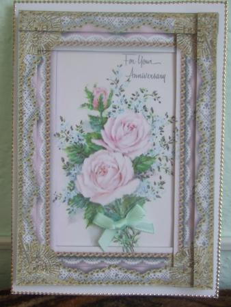 Anniversary Roses Spiral Edge Stacker 7x5in Card Front by Susan Smith