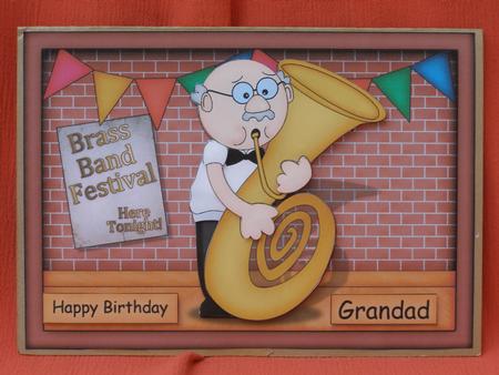 A5 Bert Plays the Tuba Quick Card N 3D Decoupage by Susan Smith