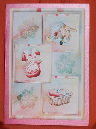 Washing Day Three Square Quick Card by Susan Smith