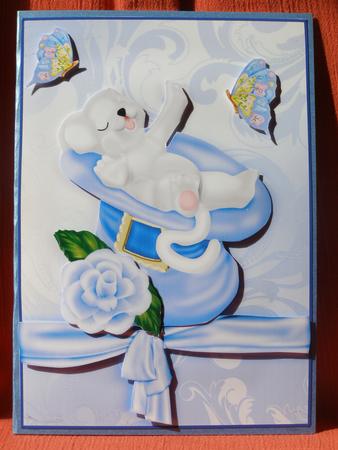 Cute White Mouse in Blue Hat, with Big Bow by Susan Smith