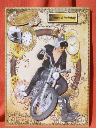Biker Dude with Boots and Helmet in Steam Punk Frame by Susan Smith