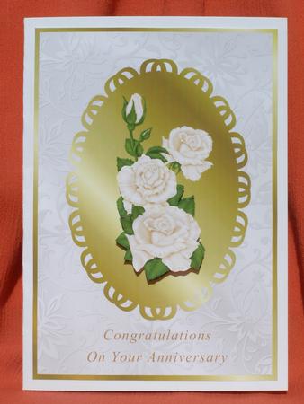 Cream Roses on Gold - Anniversary by Susan Smith
