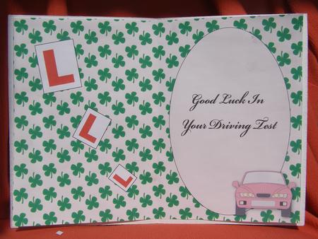 Good Luck Driving Test Insert (pink) by Susan Smith