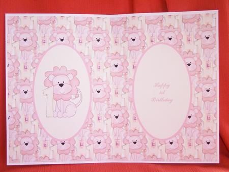 Girls 1st Birthday Lion Insert by Susan Smith