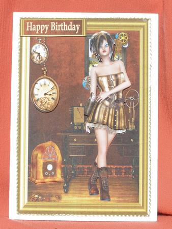Steampunk Girl Card Front by Susan Smith