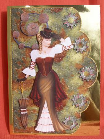 Vintage Lady, Steampunk Scallope Edge Curve Card by Susan Smith