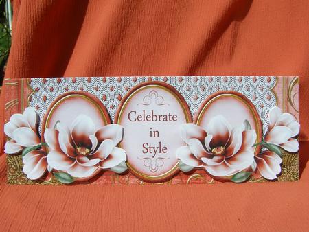 Red Magnolia Celebrate in Style Large Dl Decoupage Card Kit by Susan Smith