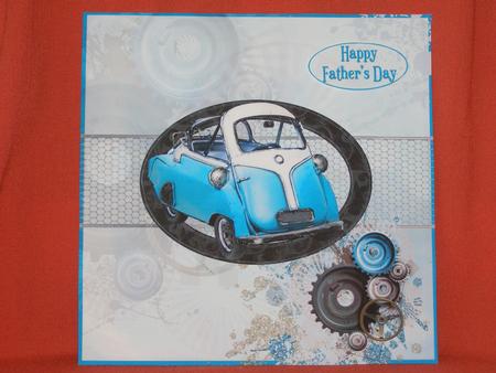 Vintage Car & Cogs in Teal 8x8inch Topper by Susan Smith