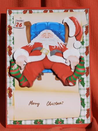 Sleeping Santa Card Front by Susan Smith