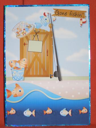 Gone Fishing Card Front with Decoupage by Susan Smith