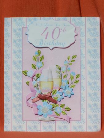 40th Birthday Card with Flowers and Champagne by Susan Smith