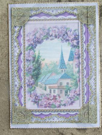 Lavender View Spiral Edge Stacker 7x5in Card Front by Susan Smith