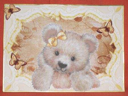 Cute Brown Teddy Bear with Orange Bow by Susan Smith