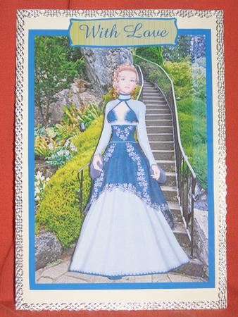 Lady in Blue Dress on Steps by Susan Smith