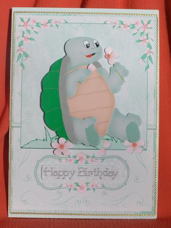 Happy Turtle Card Front and Decoupage by Susan Smith