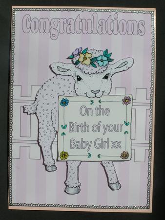Baby Girl Little Lamb Greeting Card Front by Susan Smith