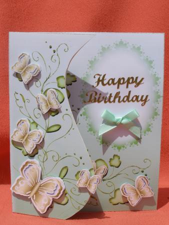 Rubber Stamp Effect Artistic Vine & Butterflies Card 1 by Susan Smith