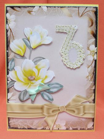 Lemon Magnolia 70 Card Front with Decoupage by Susan Smith