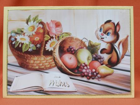 Chipmunk, Flower Basket and Fruit Bowl by Susan Smith