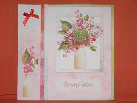 Bookmark Border 8x8inch Floral in Red & Green Plain Topper by Susan Smith