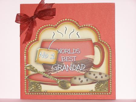 No 1 Worlds Best Grandad Deep Red Cup 3D Decoupage Sheet by Susan Smith