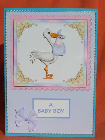 Baby Boy Stork Card by Susan Smith