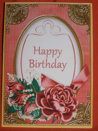 Dred Rose Happy Birthday Oval 7x5in Floral Step by Step by Susan Smith