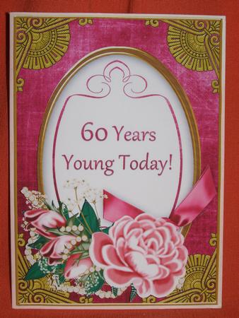 Cerise Rose 60 Years Young! Oval 7x5in Floral Step by Step by Susan Smith