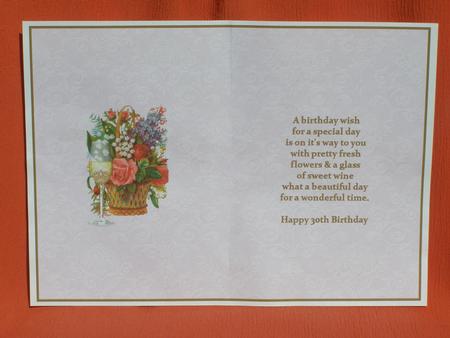 Beautiful Floral 30th Birthday Insert by Susan Smith