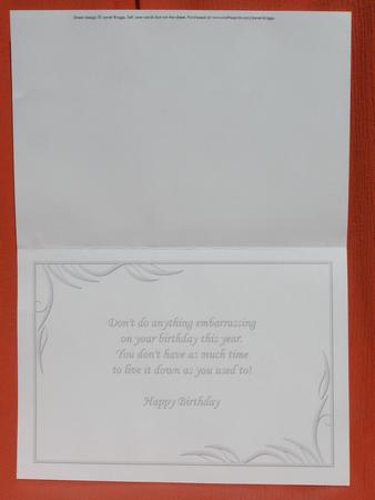 Birthday Insert Humorous Verse in Silver by Susan Smith
