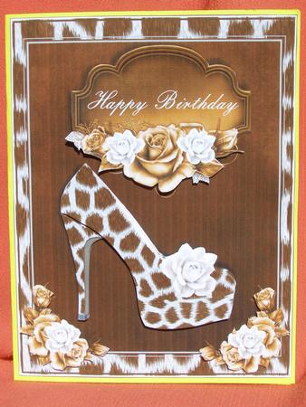 Giraffe Style Shoes with Roses Card Front by Susan Smith