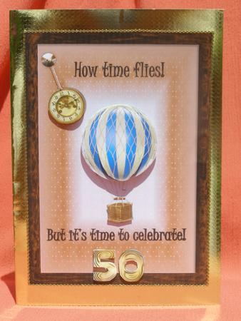 Steampunk 50th Birthday Card Front by Susan Smith